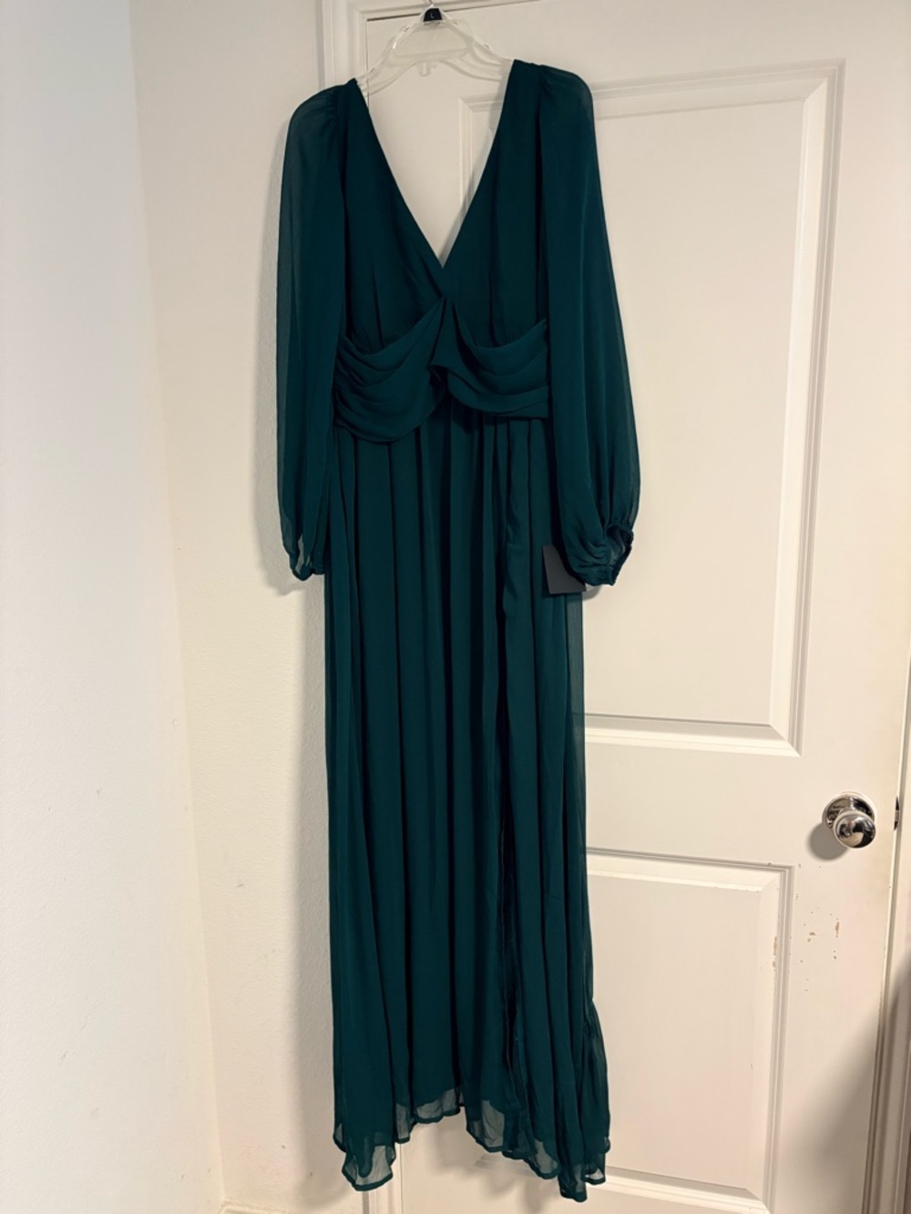 Enchant My Love Emerald Green V-Neck Long Sleeve Maxi Dress - Picture 4 of 8